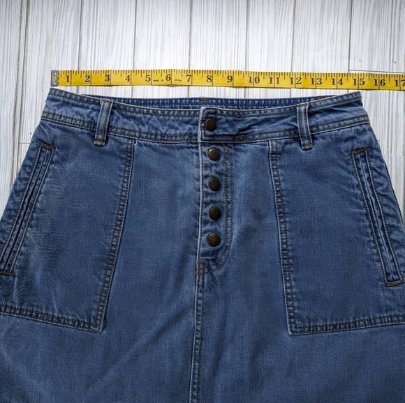 Free People Denim A Line Button Front Mini Jean Skirt in Stone Wash Size 29 - Picture 6 of 10